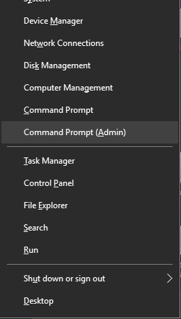 windows 10 admin black menu