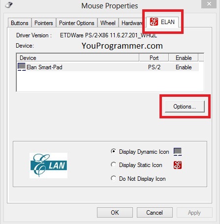 disable touchpad using settings
