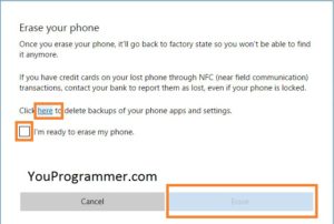 erase lost windows phone