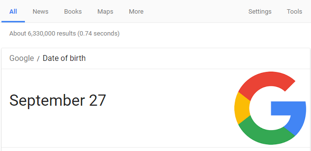 Google's Birthday 27 September
