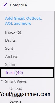 open trash in yahoo