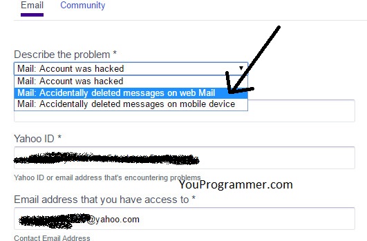lost email request yahoo