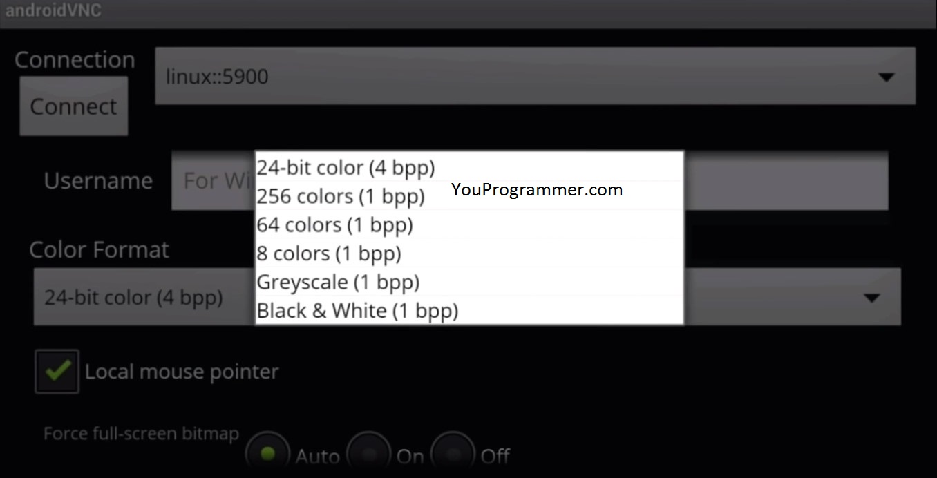 set screen color format Linux mobile