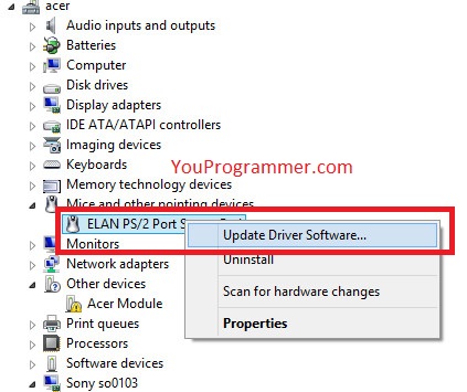 touchpad not working windows