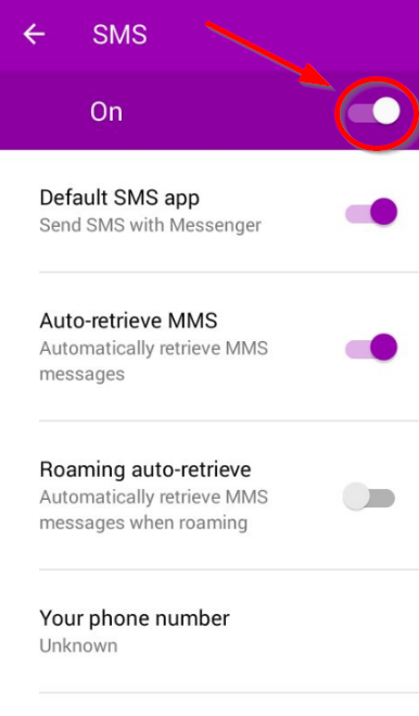 click enable facebook sms option