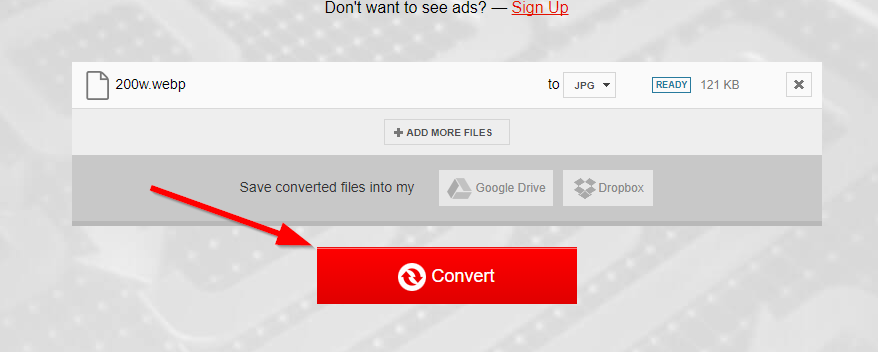 convert webp to jpg button convertio