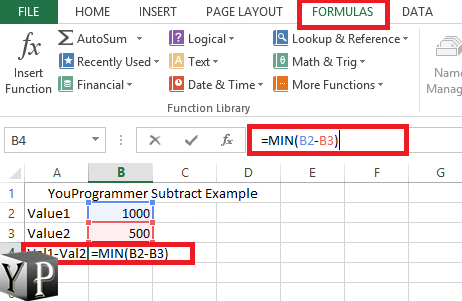 excel formula to subtract from previous cell