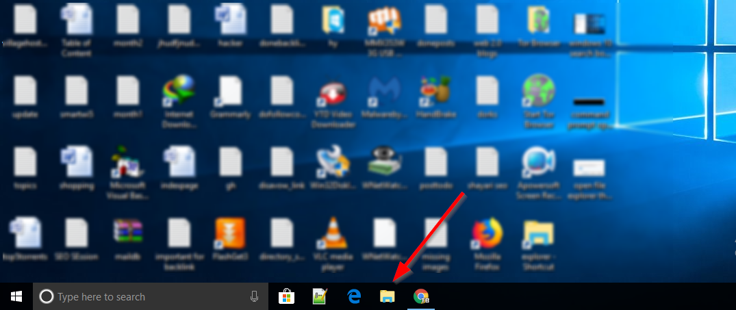 opening file explorer from the windows 10 taskbar