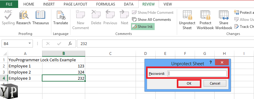 password protect cells in excel 2010