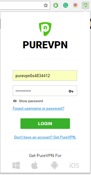 purevpn chrome extension login