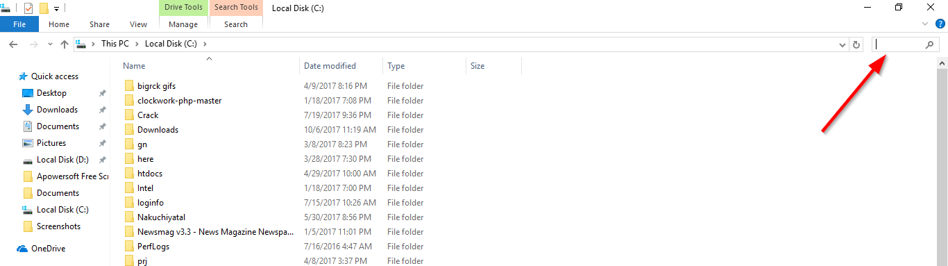 searching file explorer windows 10