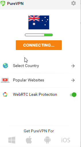 select country for purevpn extension