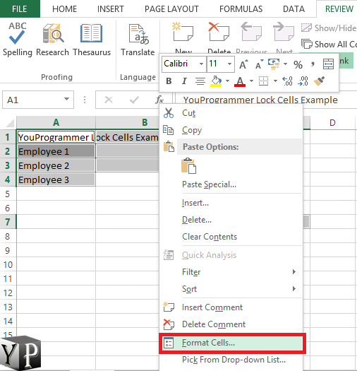 How To Lock Cells In Excel Spreadsheet Youprogrammer 5729