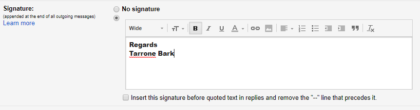 set up signature in gmail