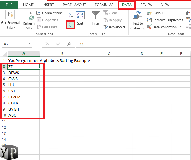 How To Alphabetize In Excel Sort Data Alphabetically Youprogrammer 2208