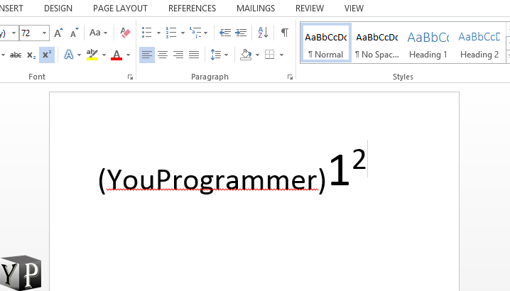 subscript on word document