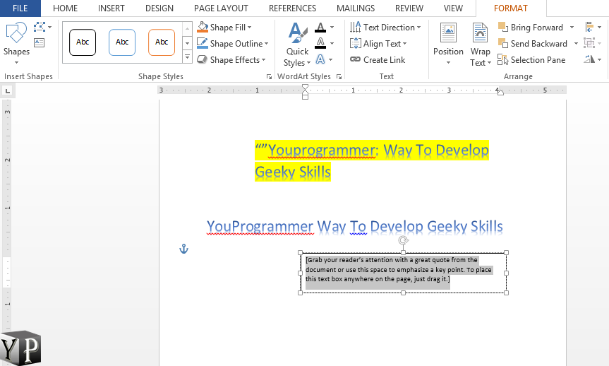 Insert A Motion Quote Text Box In Word