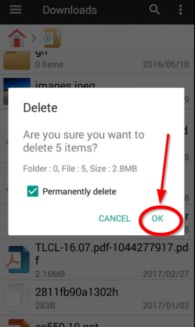 delete selected downloads on android